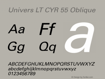Univers LT CYR 55 Italic Version 2.00图片样张