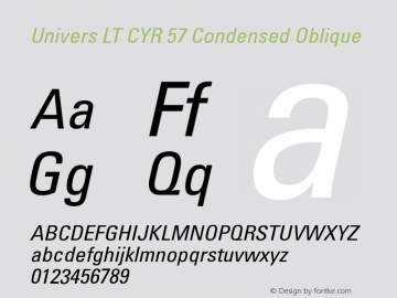 Univers LT CYR 57 Cn Italic Version 2.00图片样张
