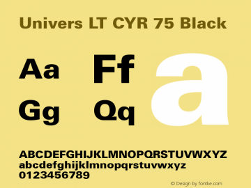 Univers LT CYR 55 Bold Version 2.00图片样张