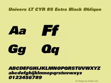 Univers LT CYR 85 XBlack Italic Version 2.00图片样张