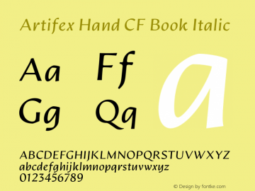 Artifex Hand CF Book Italic Version 1.500;FEAKit 1.0图片样张