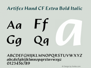 Artifex Hand CF Extra Bold Italic Version 1.500;FEAKit 1.0图片样张