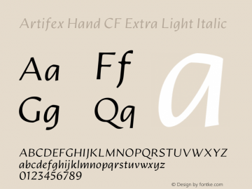 Artifex Hand CF Extra Light Italic Version 1.500;FEAKit 1.0图片样张
