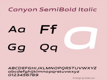 Canyon SemiBold Italic Version 1.001;FEAKit 1.0图片样张
