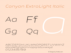 Canyon ExtraLight Italic Version 1.001;FEAKit 1.0图片样张