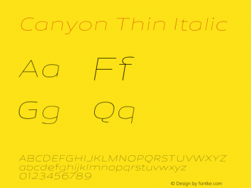 Canyon Thin Italic Version 1.001;FEAKit 1.0图片样张