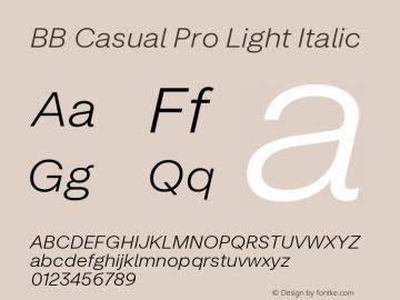 BB Casual Pro Light Italic Version 2.000 | web-ttf图片样张