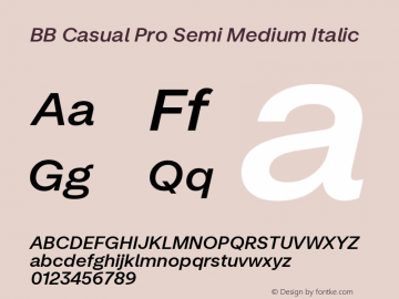 BB Casual Pro Semi Medium Italic Version 2.000 | web-ttf图片样张