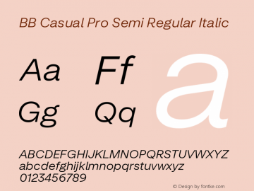 BB Casual Pro Semi Regular Italic Version 2.000 | web-ttf图片样张