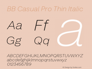 BB Casual Pro Thin Italic Version 2.000 | web-ttf图片样张