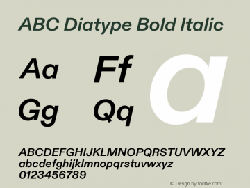 ABC Diatype Bold Italic Version 1.100 | web-ttf图片样张