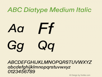 ABC Diatype Medium Italic Version 1.100 | web-ttf图片样张