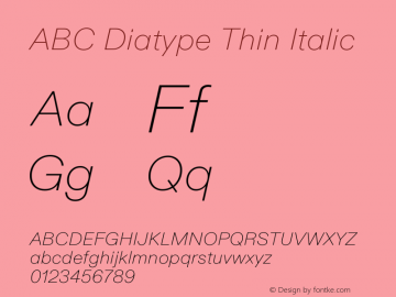 ABC Diatype Thin Italic Version 1.100 | web-ttf图片样张
