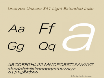 Linotype Univers 341 Light Extended Italic Version 1.31图片样张
