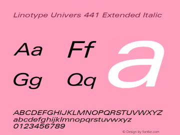 Linotype Univers 441 Extended Italic Version 1.31图片样张