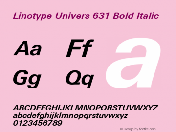 Linotype Univers 631 Bold Italic Version 1.31图片样张