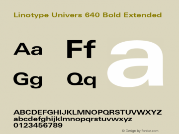 Linotype Univers 640 Bold Extended Version 1.31图片样张