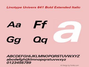 Linotype Univers 641 Bold Extended Italic Version 1.31图片样张