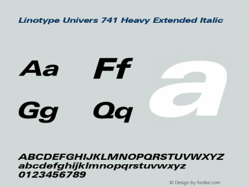Linotype Univers 741 Heavy Extended Italic Version 1.31图片样张