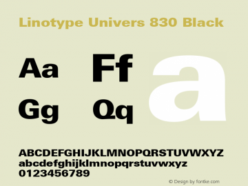 Linotype Univers 830 Black Version 1.31图片样张