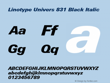 Linotype Univers 831 Black Italic Version 1.31图片样张