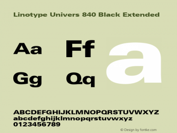 Linotype Univers 840 Black Extended Version 1.31图片样张