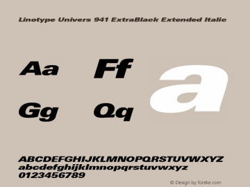 Linotype Univers 941 Extra Black Extended Italic Version 1.31图片样张