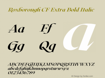 Roxborough CF Extra Bold Italic Version 1.000;PS 001.000;hotconv 1.0.88;makeotf.lib2.5.64775图片样张