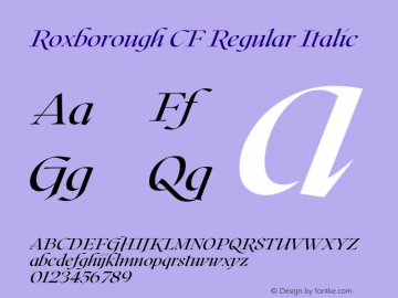 Roxborough CF Regular Italic Version 1.000;PS 001.000;hotconv 1.0.88;makeotf.lib2.5.64775图片样张