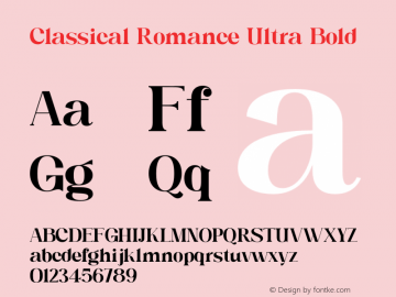 Classical Romance Ultra Bold Version 1.000;hotconv 1.0.109;makeotfexe 2.5.65596图片样张