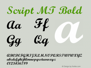 Script MT Bold 001.000 Font Sample