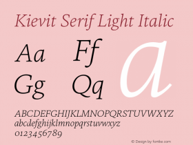 Kievit Serif Light Italic Version 7.700, build 1040, FoPs, FL 5.04图片样张