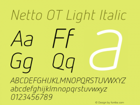 Netto OT Light Italic Version 7.600, build 1027, FoPs, FL 5.04图片样张