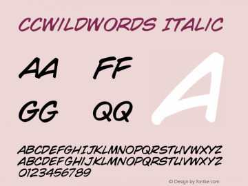 CCWildWords Italic Macromedia Fontographer 4.1 1/16/01图片样张