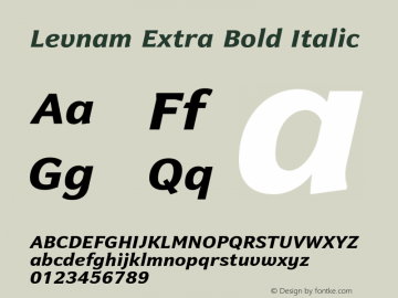 Levnam Extra Bold Italic Version 001.000图片样张