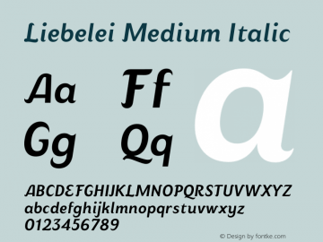 Liebelei Medium Italic Version 3.000;FEAKit 1.0图片样张