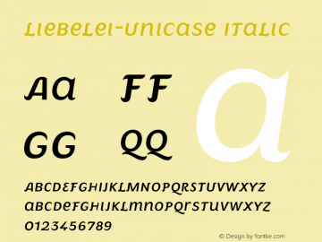Liebelei-Unicase Italic Version 3.000;FEAKit 1.0图片样张