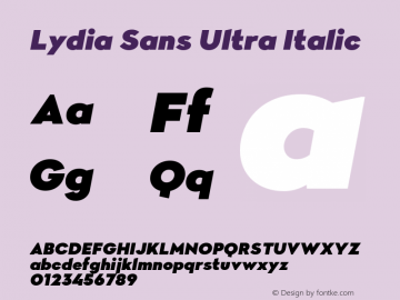 Lydia Sans Ultra Italic Version 1.005;FEAKit 1.0图片样张