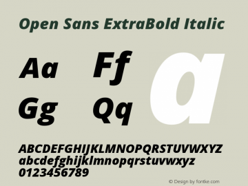 Open Sans ExtraBold Italic Version 3.000; ttfautohint (v1.8.4)图片样张