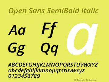 Open Sans SemiBold Italic Version 3.000; ttfautohint (v1.8.4)图片样张