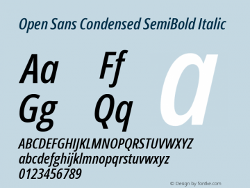 Open Sans Condensed SemiBold Italic Version 3.000; ttfautohint (v1.8.4)图片样张