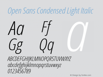 Open Sans Condensed Light Italic Version 3.000; ttfautohint (v1.8.4)图片样张