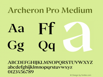 Archeron Pro Medium Version 1.000;hotconv 1.0.109;makeotfexe 2.5.65596图片样张