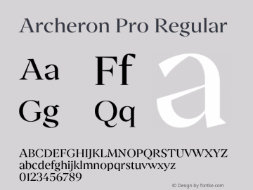 Archeron Pro Regular Version 1.000;hotconv 1.0.109;makeotfexe 2.5.65596图片样张