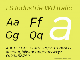 FS Industrie Wd Italic Version 1.03;PS 001.002;hotconv 1.0.88;makeotf.lib2.5.64775图片样张