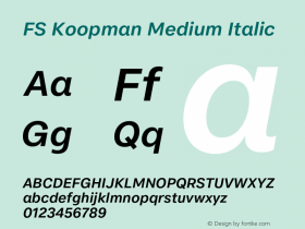 FS Koopman Medium Italic Version 1.02;PS 001.001;hotconv 1.0.88;makeotf.lib2.5.64775图片样张