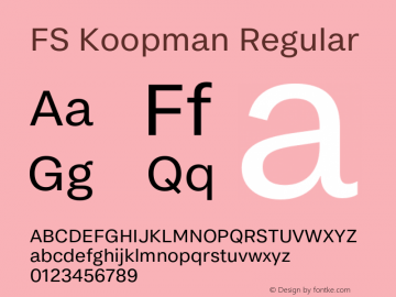 FS Koopman Regular Version 1.02;PS 001.001;hotconv 1.0.88;makeotf.lib2.5.64775图片样张