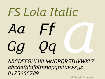 FSLola-Italic Version 6.01图片样张