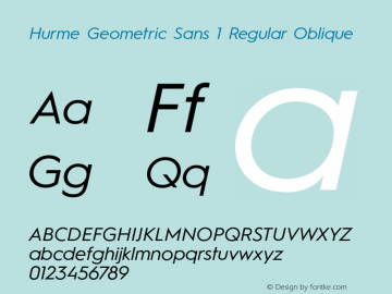 HurmeGeometricSans1 RegularObl Version 1.001图片样张