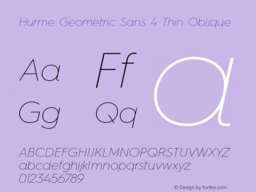 HurmeGeometricSans4 ThinObl Version 1.001图片样张